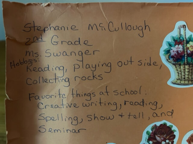 Text about child's hobbies