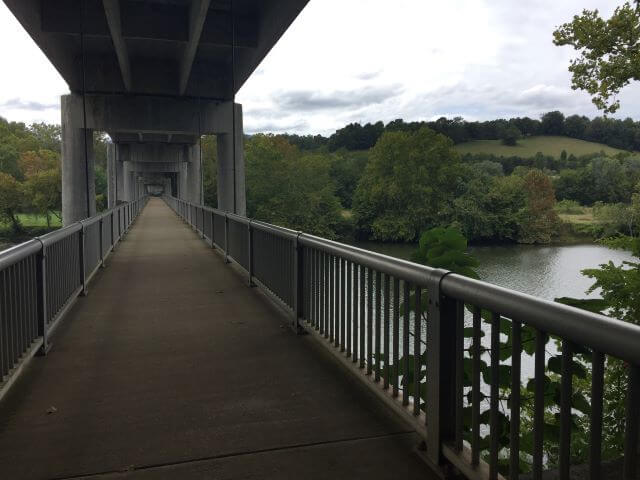 walking bridge across a lake