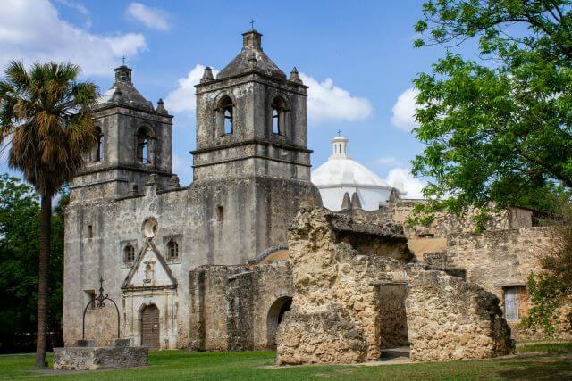 beautiful old church with ruins nearby