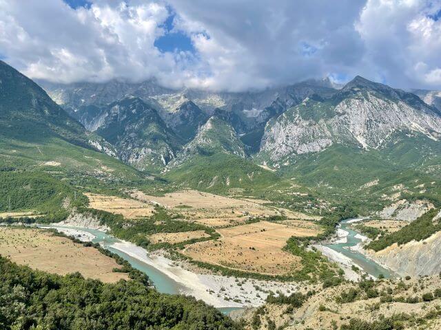 river winding through mountains