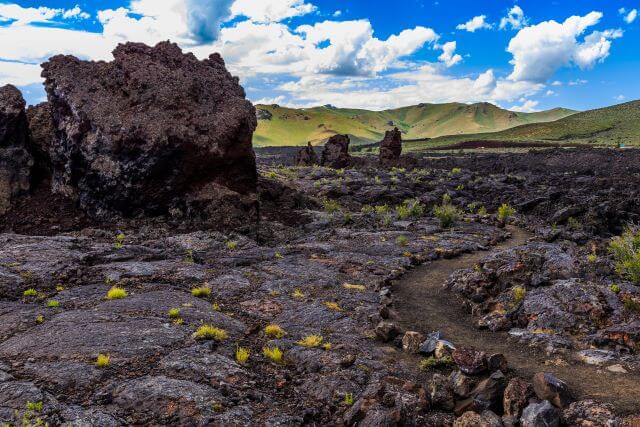 barren black volcanic landscape