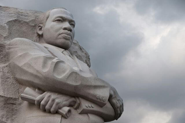a stone sculpture of Martin Luther King Jr