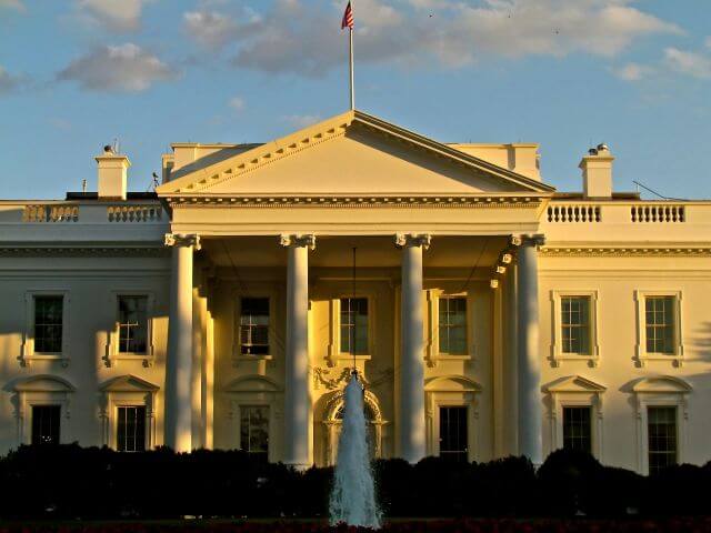 the whitehouse at sunset