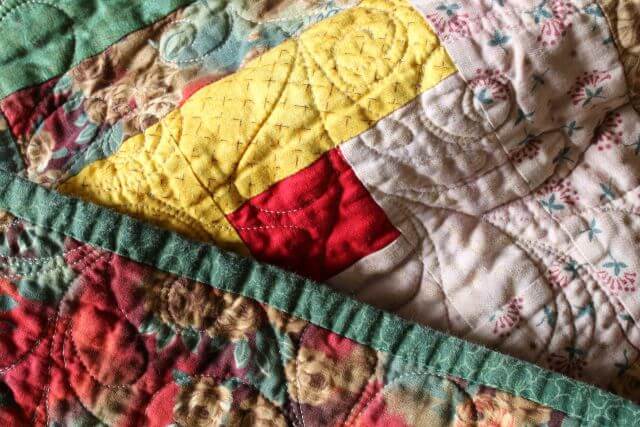 the colorful patches of a quilt
